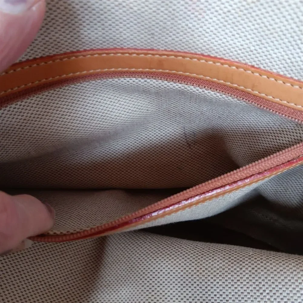 Vtg Dooney & Bourke Satchel Domed Shoulder Strap Leather & Canvas Monogram 80s - Picture 11 of 11